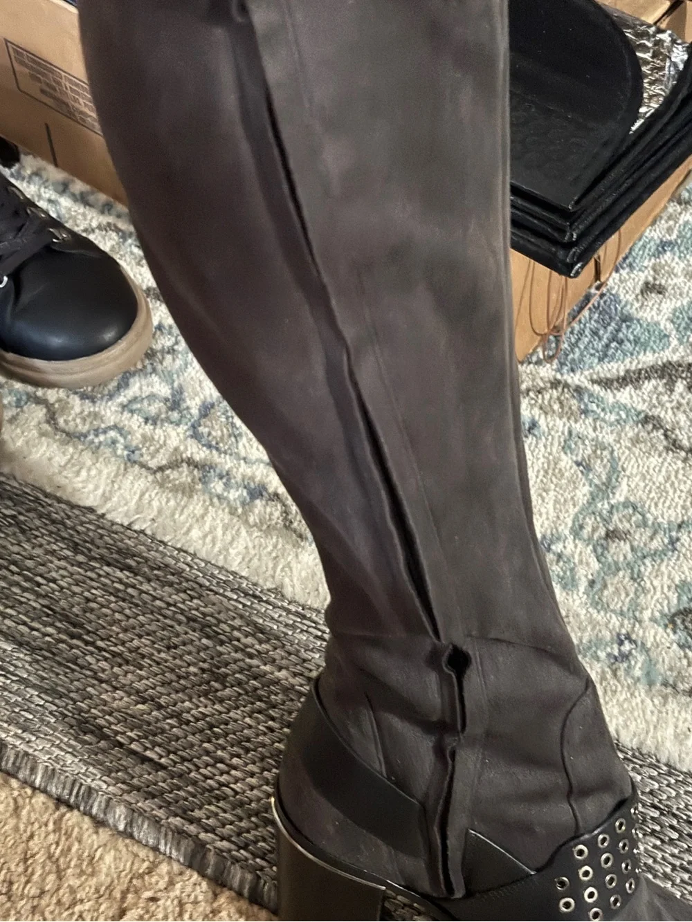 MICHAEL Michael Kors Black Over-the-Knee Zip heel boots, suede and leather